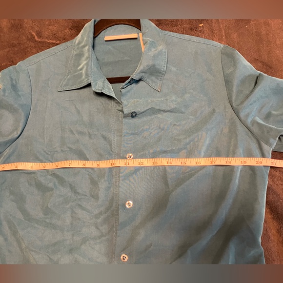 Liz Claiborne Y2K Teal 3/4 Sleeve Button Down Blouse - Picture 4 of 6